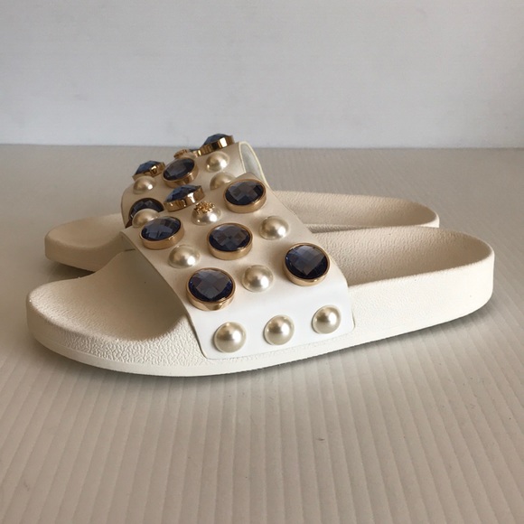 Tory Burch Vail Embellished Jeweled Slides Sandal - Picture 5 of 8